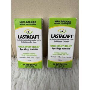 New 2-Pack Lastacaft Daily Eye Allergy Itch Relief Drops - 5mL each Exp.01-06/25